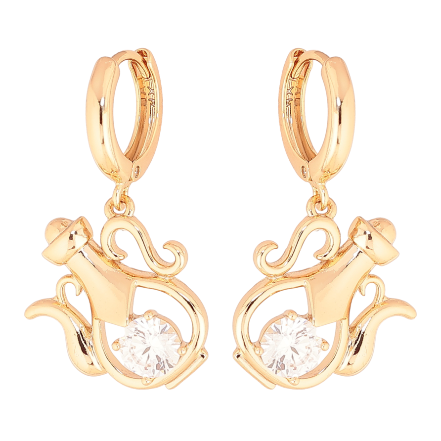 Серьги Xuping Позолота 18K подвески на колечках Кувшины с кристаллами фото №1 Серьги Xuping Позолота 18K подвески на колечках Кувшины с кристаллами фото №1