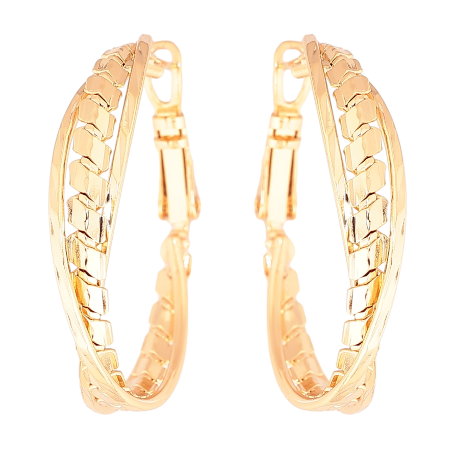 Серьги Xuping Позолота 18K кольца (конго) Декоративный узор ø 3см фото №1 Серьги Xuping Позолота 18K кольца (конго) Декоративный узор ø 3см фото №1