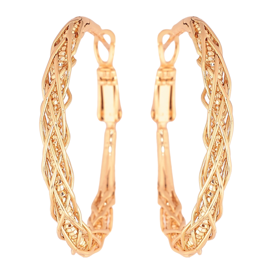 Серьги Xuping Позолота 18K кольца (конго) Декоративный узор ø 3,5см фото №1 Серьги Xuping Позолота 18K кольца (конго) Декоративный узор ø 3,5см фото №1