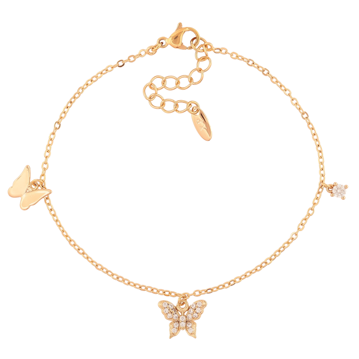 Браслет Xuping Позолота 18K Цепочка с бабочками размер с доп. цепочкой 18-21см х 1,5мм фото №9