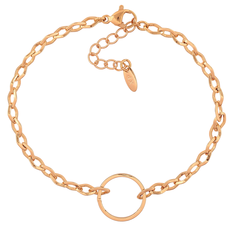 Браслет Xuping Позолота 18K Цепочка с вставкой круг размер с доп. цепочкой 18-21см х 4мм фото №1