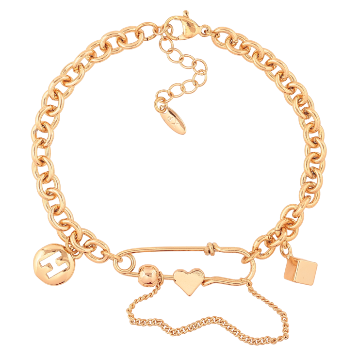 Браслет Xuping Позолота 18K Цепочка с булавкой и подвесками размер с доп. цепочкой 17,5-20,5см х 6мм фото №8