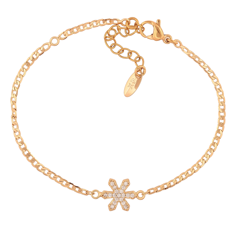 Браслет Xuping Позолота 18K Цепочка с вставкой снежинка размер с доп. цепочкой 14-19см х 2мм фото №1