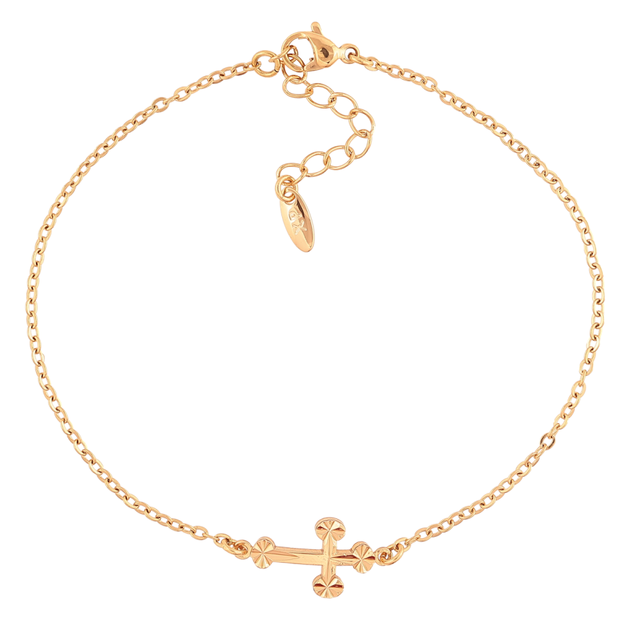 Браслет Xuping Позолота 18K Цепочка с крестиком размер с доп. цепочкой 20-23см х 2мм фото №1