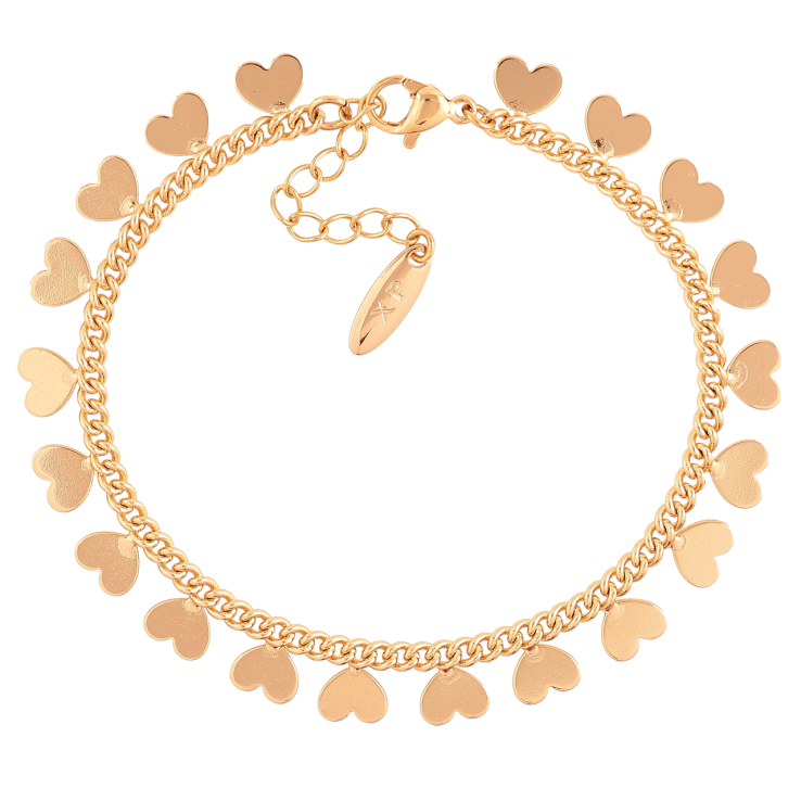 Браслет Xuping Позолота 18K Цепочка с сердечками размер с доп. цепочкой 17-20см х 8мм фото №4