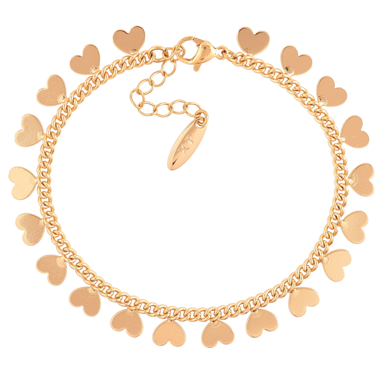 Браслет Xuping Позолота 18K Цепочка с сердечками размер с доп. цепочкой 17-20см х 8мм фото №1