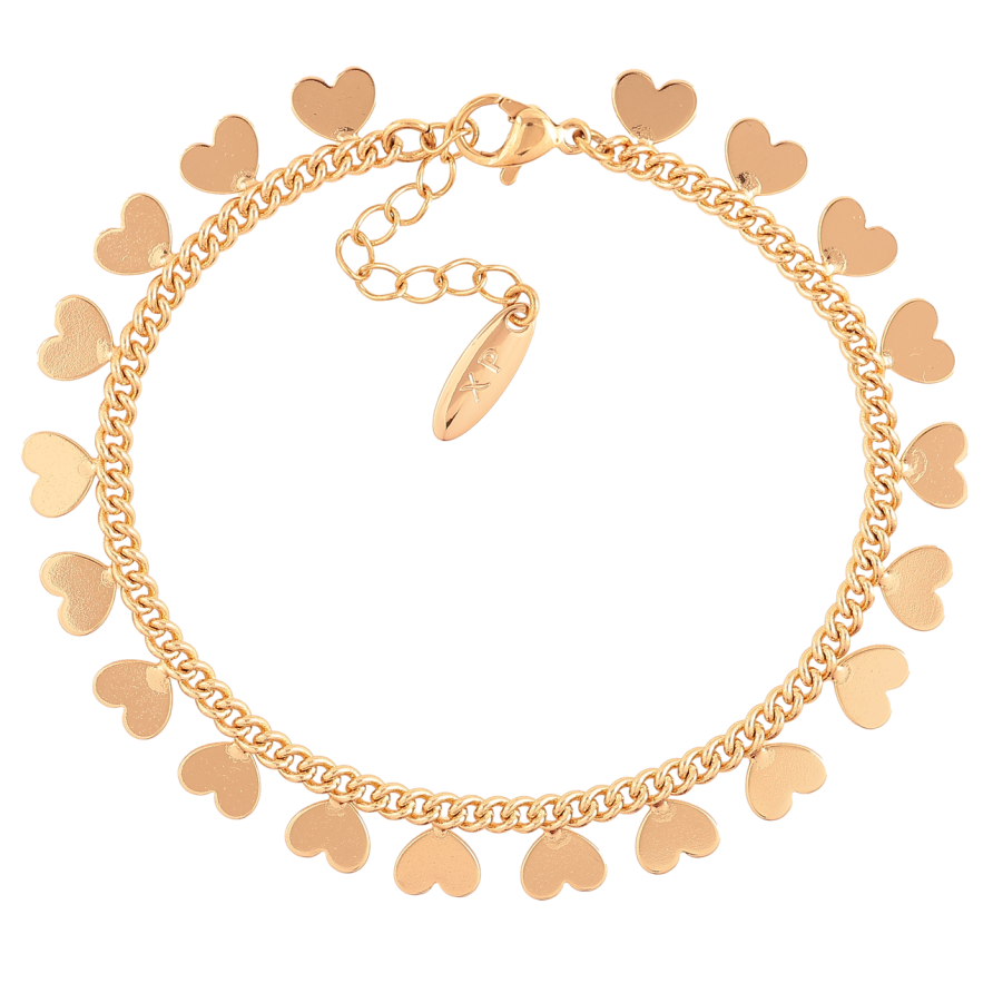 Браслет Xuping Позолота 18K Цепочка с сердечками размер с доп. цепочкой 17-20см х 8мм фото №1
