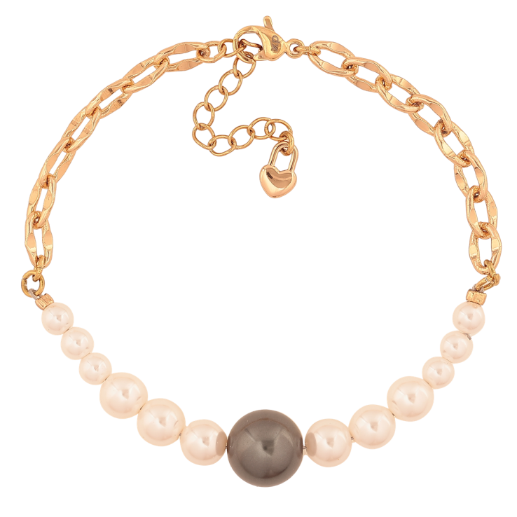 Браслет Xuping Позолота 18K Цепочка с жемчужными бусинами размер с доп. цепочкой 17,5-20,5см х 4-10мм фото №7