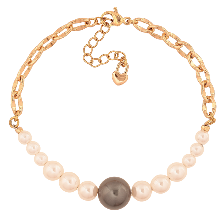 Браслет Xuping Позолота 18K Цепочка с жемчужными бусинами размер с доп. цепочкой 17,5-20,5см х 4-10мм фото №1