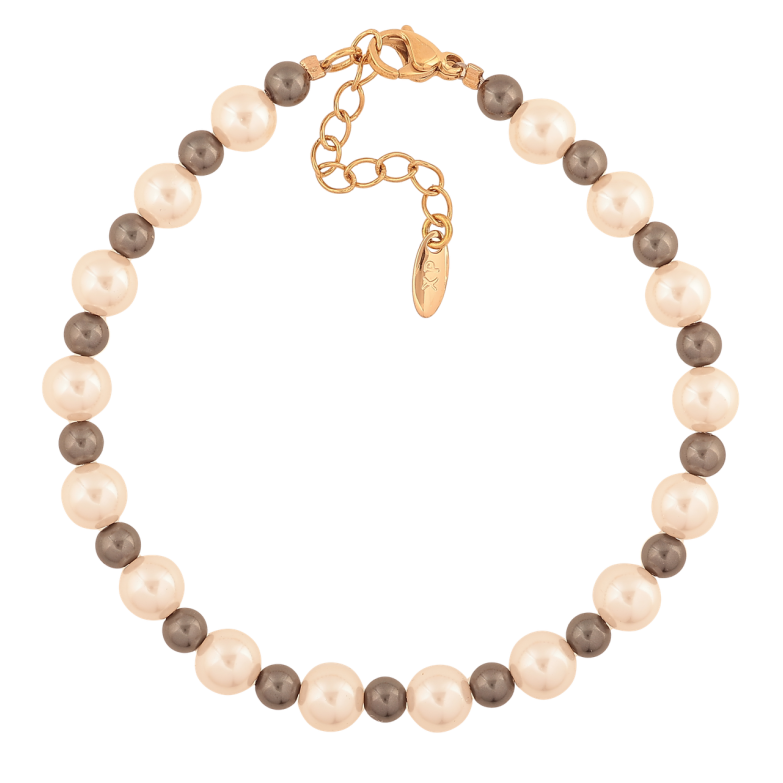 Браслет Xuping Позолота 18K «Чорно-білі намистини» розмір з додатковим ланцюжком 18-21см х 4-6мм фото №1