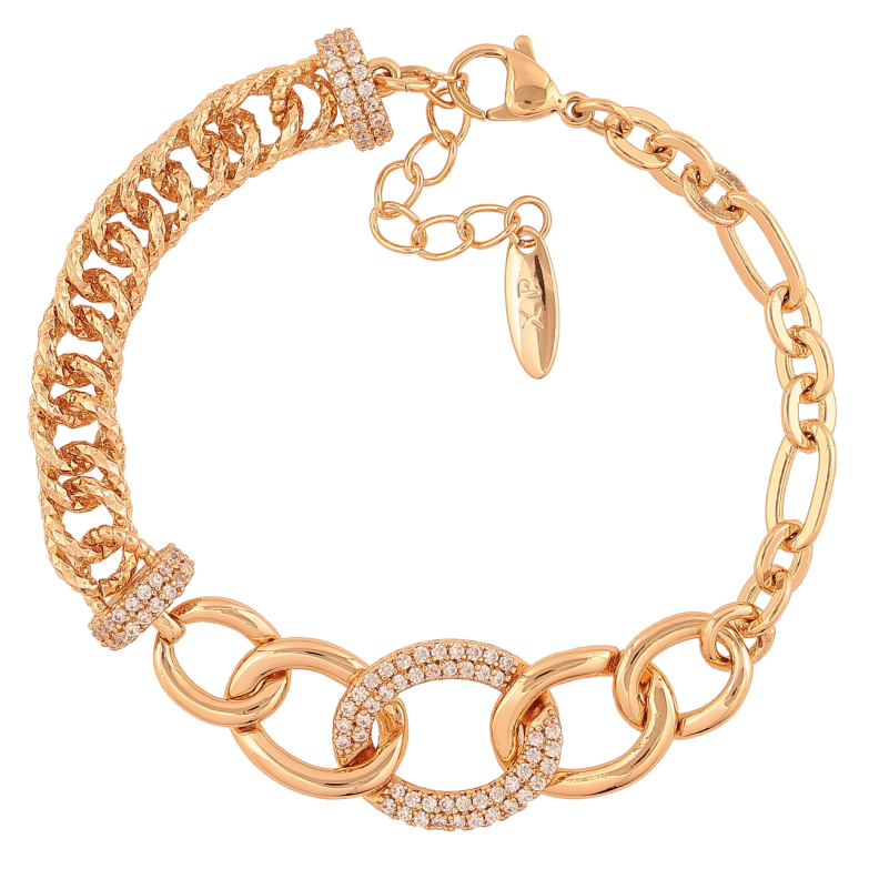 Браслет Xuping Позолота 18K Комбинированная цепочка размер с доп. цепочкой 17,5-20,5см х 5-15мм фото №1