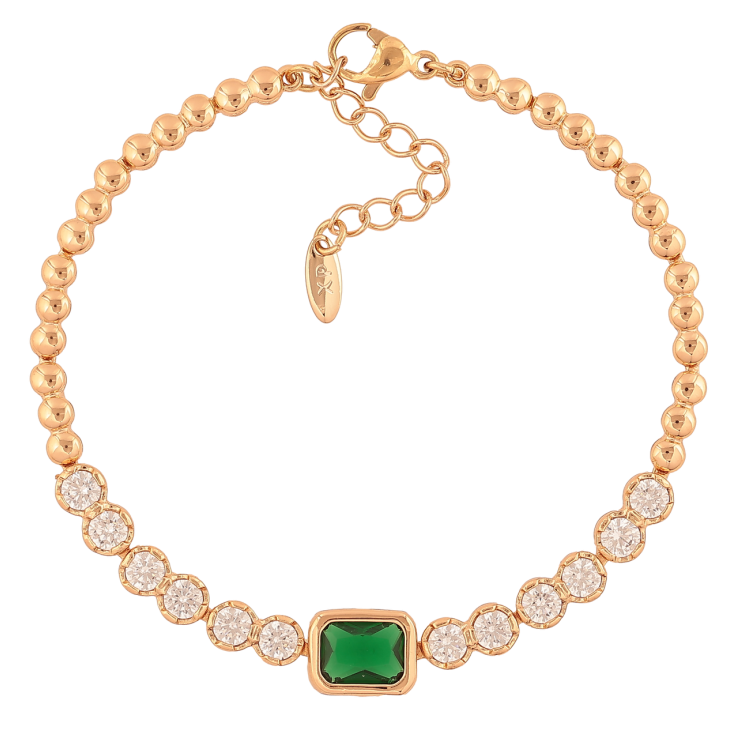 Браслет Xuping Позолота 18K «Кришталева доріжка з зеленим кр-м» розмір з додатковим ланцюжком 17,5-20,5см х 3-8мм фото №15 Браслет Xuping Позолота 18K «Кришталева доріжка з зеленим кр-м» розмір з додатковим ланцюжком 17,5-20,5см х 3-8мм фото №15