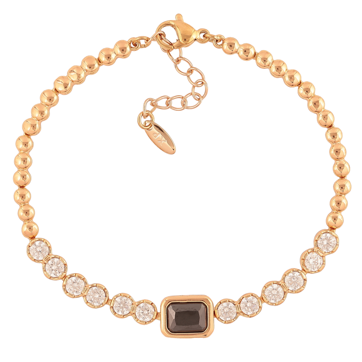 Браслет Xuping Позолота 18K «Кришталева доріжка з чорним кр-м» розмір з додатковим ланцюжком 17,5-20,5см х 3-8мм фото №12 Браслет Xuping Позолота 18K «Кришталева доріжка з чорним кр-м» розмір з додатковим ланцюжком 17,5-20,5см х 3-8мм фото №12