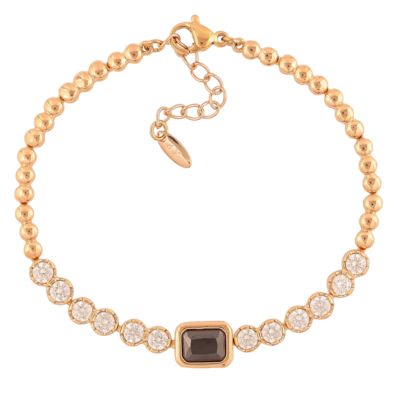 Браслет Xuping Позолота 18K «Кришталева доріжка з чорним кр-м» розмір з додатковим ланцюжком 17,5-20,5см х 3-8мм фото №1