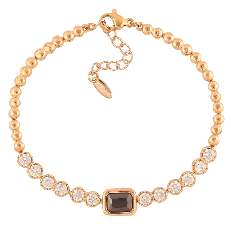 Браслет Xuping Позолота 18K Кристальная дорожка с черным кр-м размер с доп. цепочкой 17,5-20,5см х 3-8мм фото №1