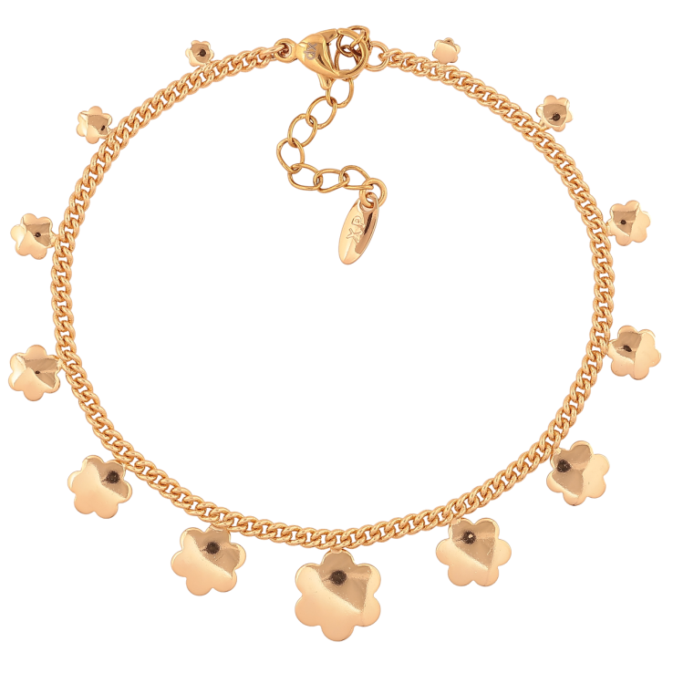 Браслет Xuping Позолота 18K «Ланцюжок з квіточками» розмір з додатковим ланцюжком 17,5-20,5 см х 2-12 мм фото №4 Браслет Xuping Позолота 18K «Ланцюжок з квіточками» розмір з додатковим ланцюжком 17,5-20,5 см х 2-12 мм фото №4
