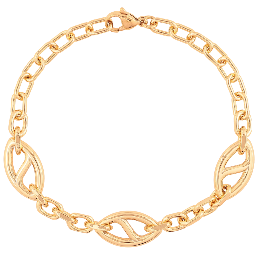 Браслет Xuping Позолота 18K Цепочка с декоративным звеньями размер 20см х 5-11мм фото №1