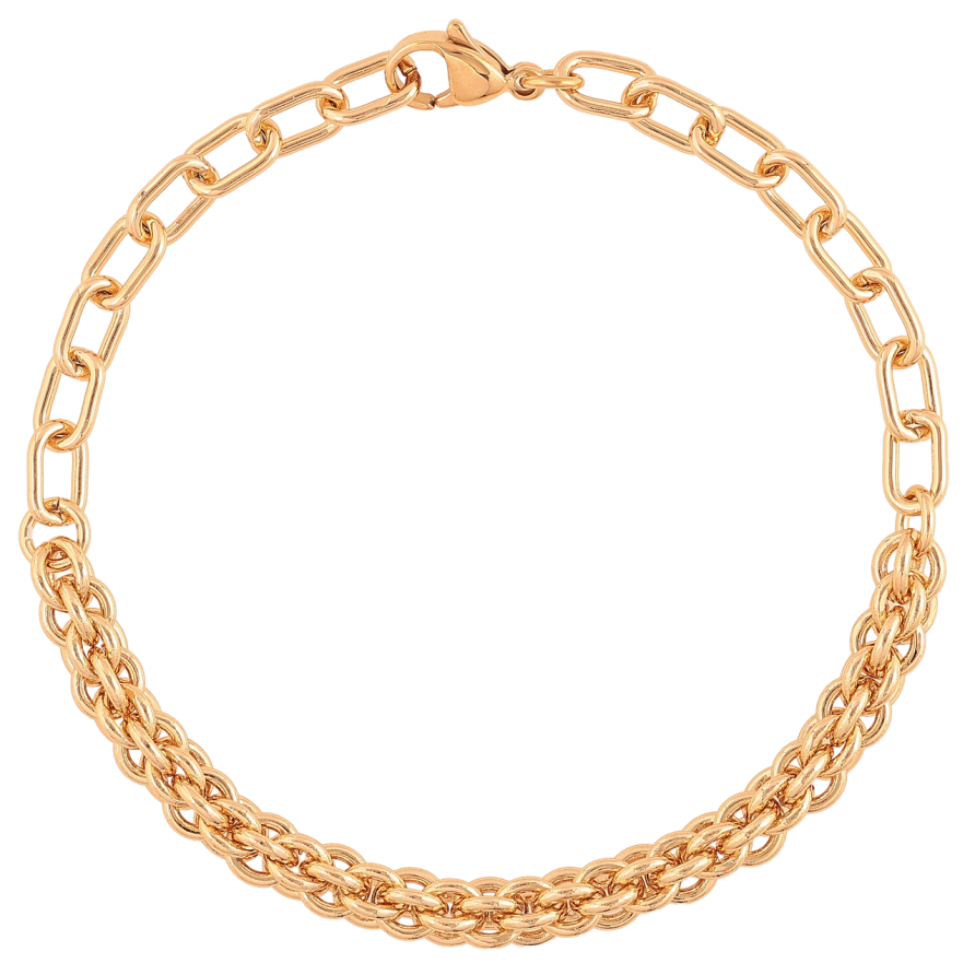 Браслет Xuping Позолота 18K «Ланцюжок Комбінований» розмір 20,5см х 5-6мм фото №1 Браслет Xuping Позолота 18K «Ланцюжок Комбінований» розмір 20,5см х 5-6мм фото №1