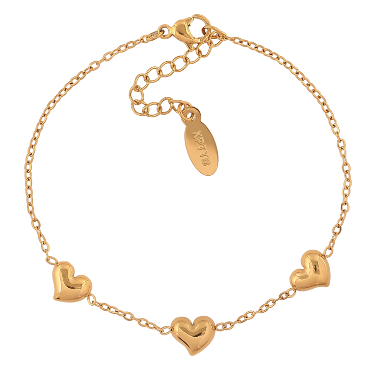 Браслет Xuping ТТМ Stainless Steel цвет 14К Цепочка с сердечками с доп.цеп 17-20см х 1,5-7мм фото №24 Браслет Xuping ТТМ Stainless Steel цвет 14К Цепочка с сердечками с доп.цеп 17-20см х 1,5-7мм фото №24