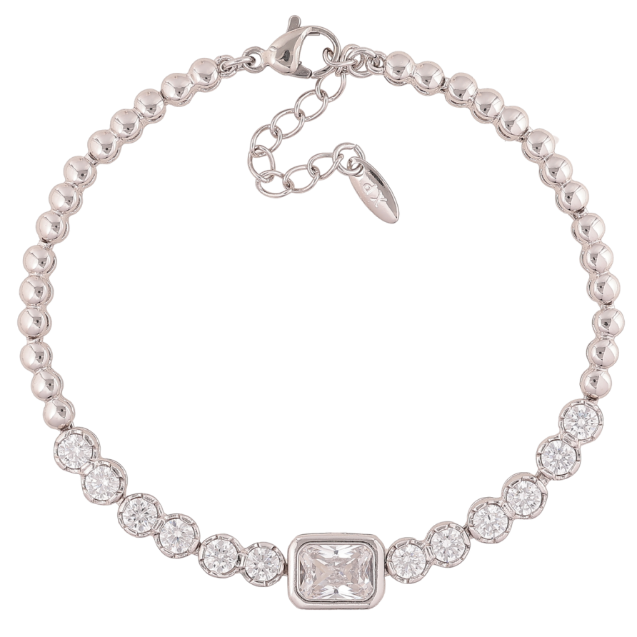 Браслет Xuping Родій «Доріжка кристалів» довжина з додатковим ланцюжком 17,5-21см х 3-8мм фото №1