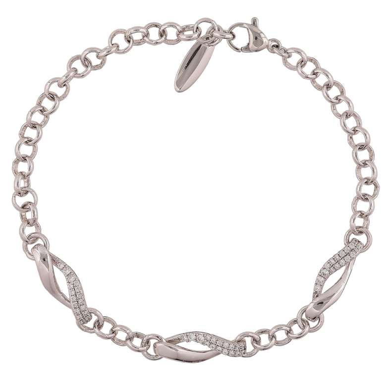 Браслет Xuping Родий Цепочка с декоративными вставками длинна 20см х 5-6мм фото №1