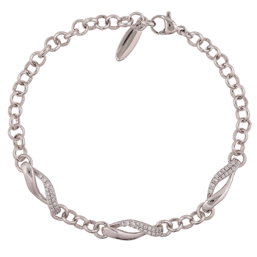 Браслет Xuping Родій «Ланцюжок з декоративними вставками» довжина 20см х 5-6мм фото №1