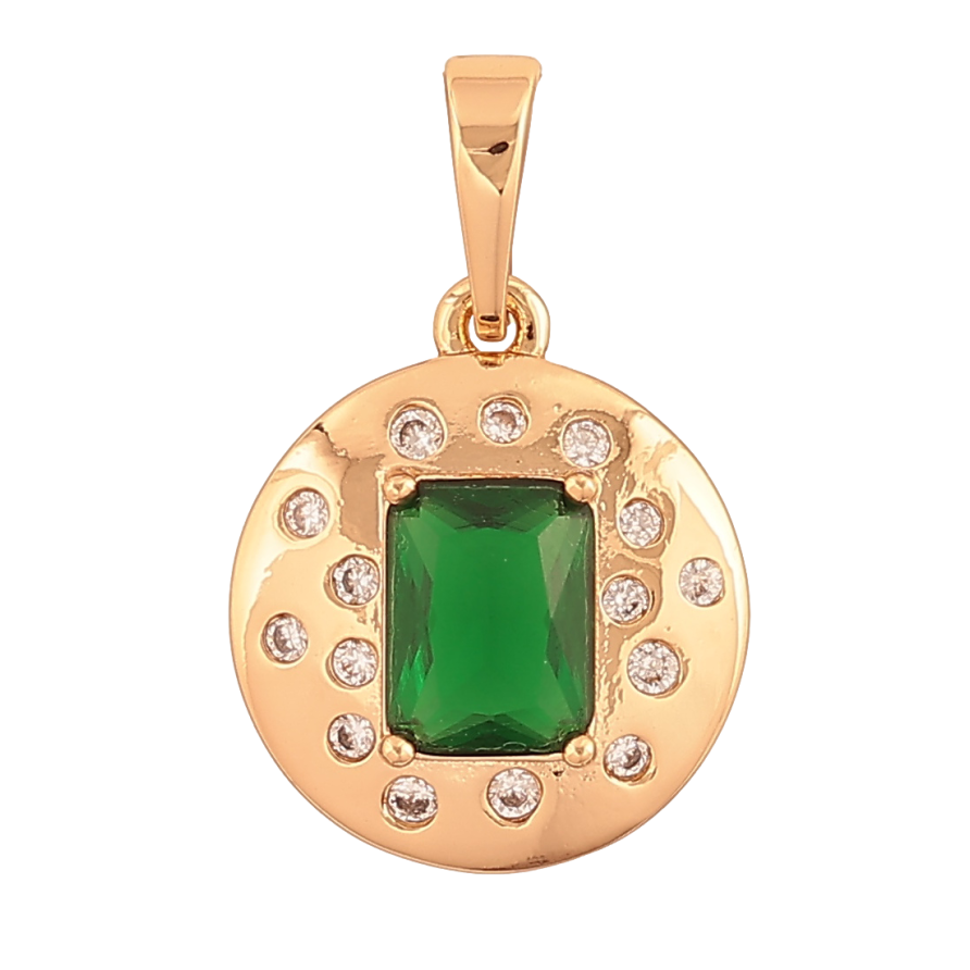 Кулон Xuping Позолота 18K Узор с зеленым кристаллом для цепочки до 6мм фото №1