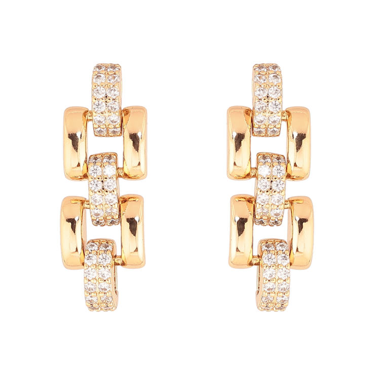 Сережки Xuping Позолота 18K пусети «Браслетні ланки з кристалами» фото №4