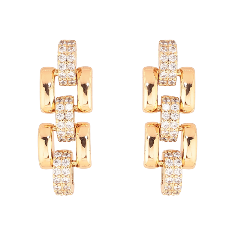 Сережки Xuping Позолота 18K пусети «Браслетні ланки з кристалами» фото №1