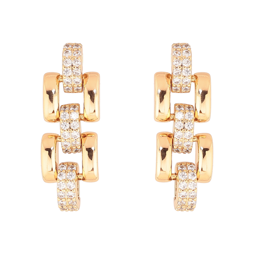 Сережки Xuping Позолота 18K пусети «Браслетні ланки з кристалами» фото №1