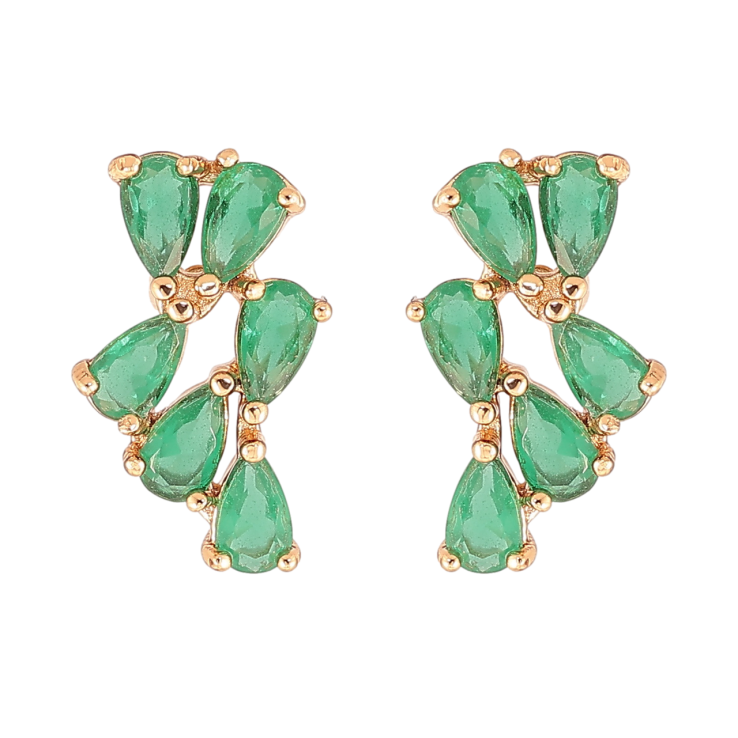 Сережки Xuping Позолота 18K пусети «Візерунок з зелених кристалів» фото №13