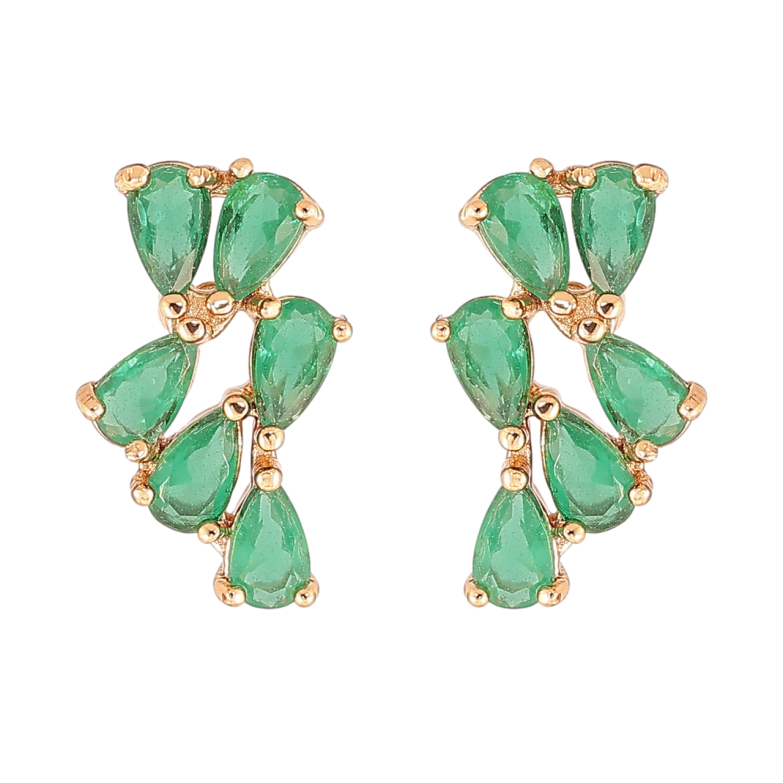 Сережки Xuping Позолота 18K пусети «Візерунок з зелених кристалів» фото №1