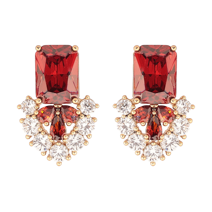 Сережки Xuping Позолота 18K пусети «Візерунок з червоних кристалів» фото №18