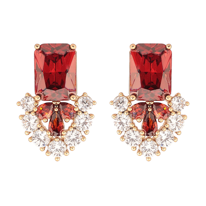 Серьги Xuping Позолота 18K пусеты Узор из красных кристаллов фото №1