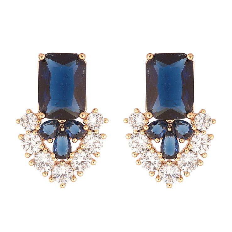 Сережки Xuping Позолота 18K пусети «Візерунок з синіх кристалів» фото №12