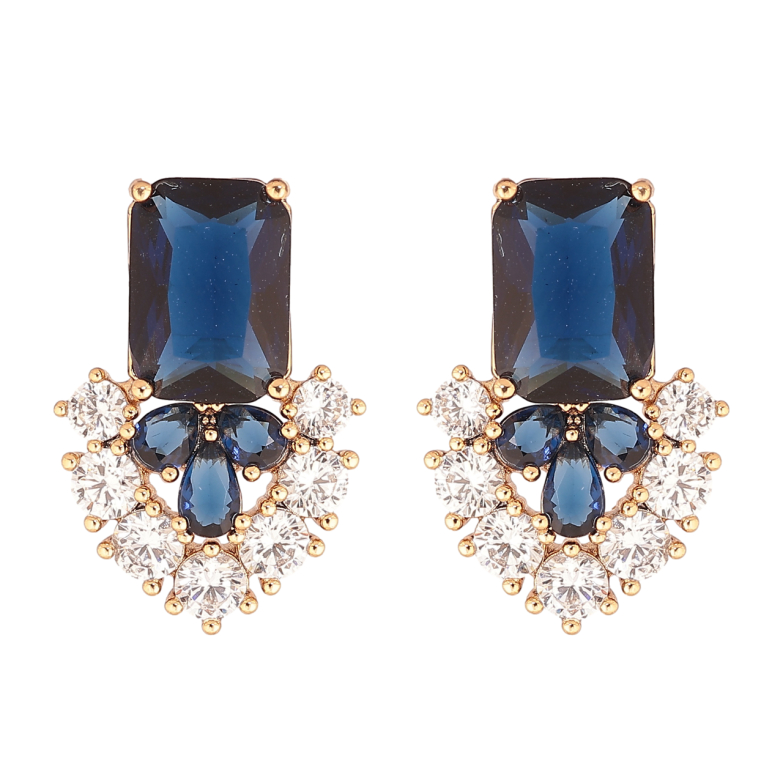 Сережки Xuping Позолота 18K пусети «Візерунок з синіх кристалів» фото №2