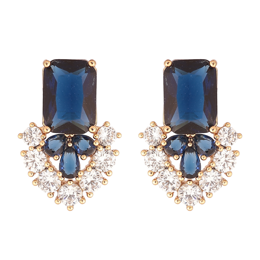 Сережки Xuping Позолота 18K пусети «Візерунок з синіх кристалів» фото №1