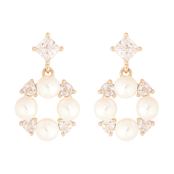 Серьги Xuping Позолота 18K пусеты Кристально-жемчужные подвески фото №5