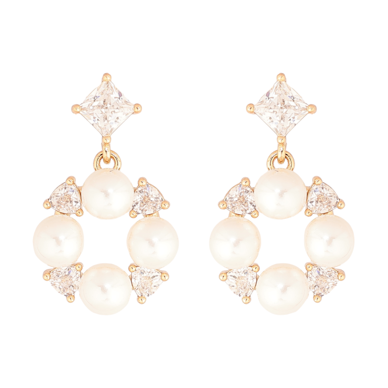 Серьги Xuping Позолота 18K пусеты Кристально-жемчужные подвески фото №1