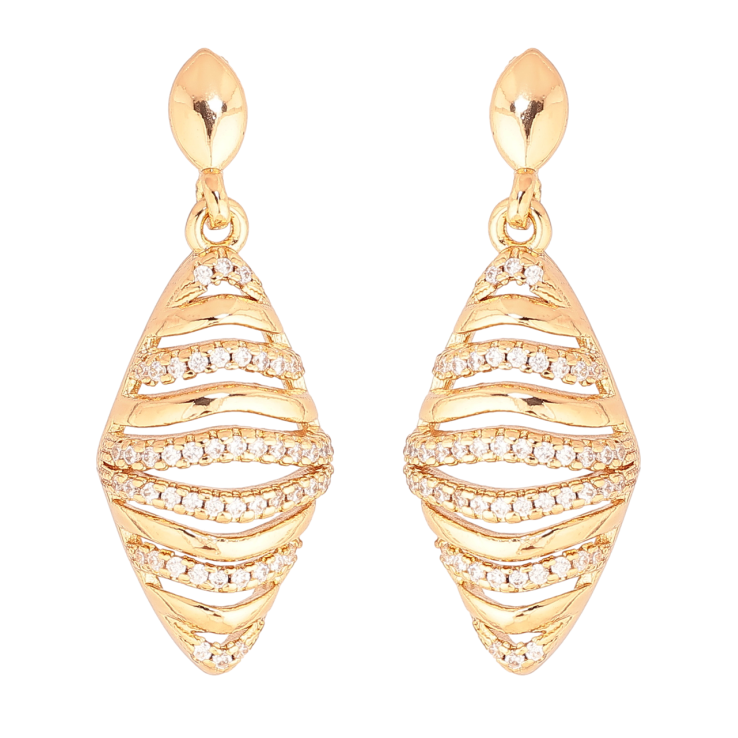 Сережки Xuping Позолота 18K пусети «Ромбові підвіски з доріжками кристалів» фото №13