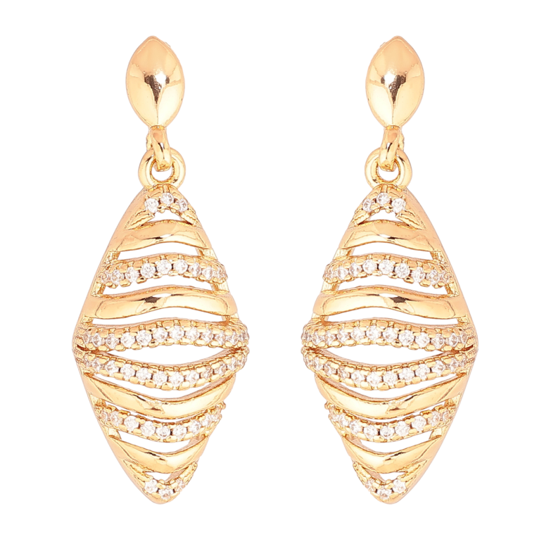 Сережки Xuping Позолота 18K пусети «Ромбові підвіски з доріжками кристалів» фото №4