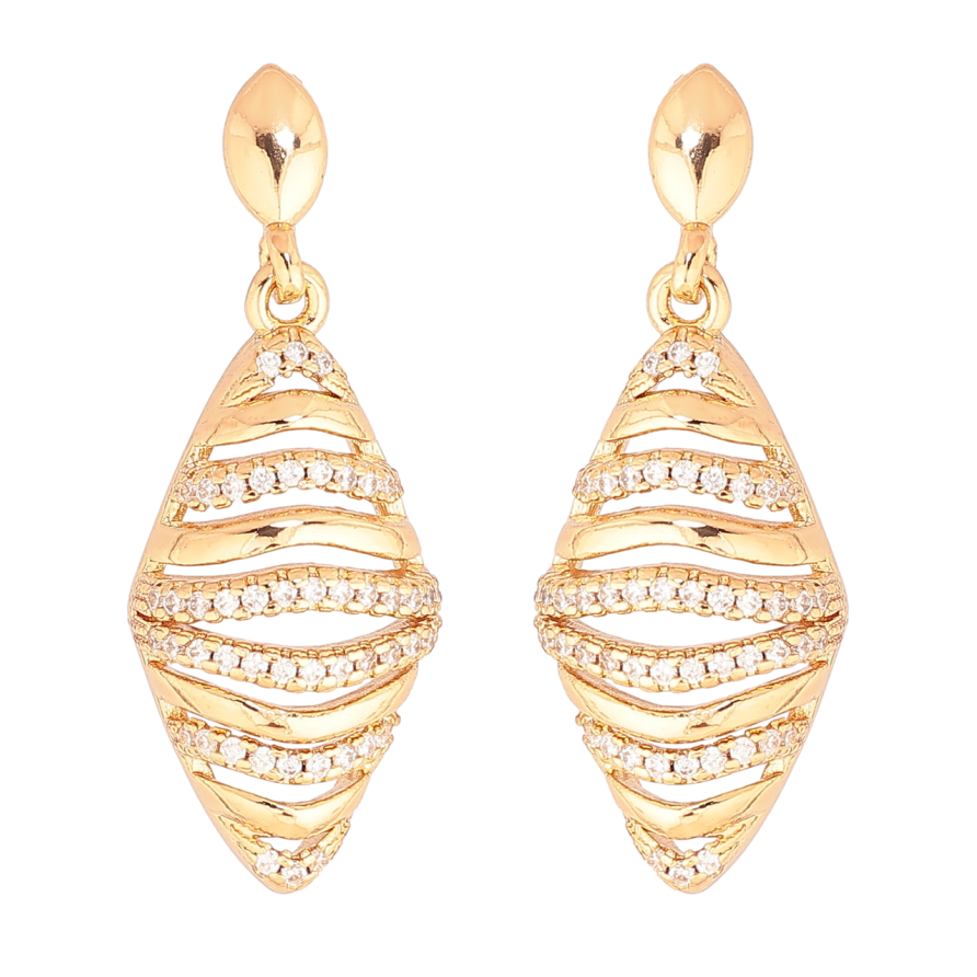 Сережки Xuping Позолота 18K пусети «Ромбові підвіски з доріжками кристалів» фото №1