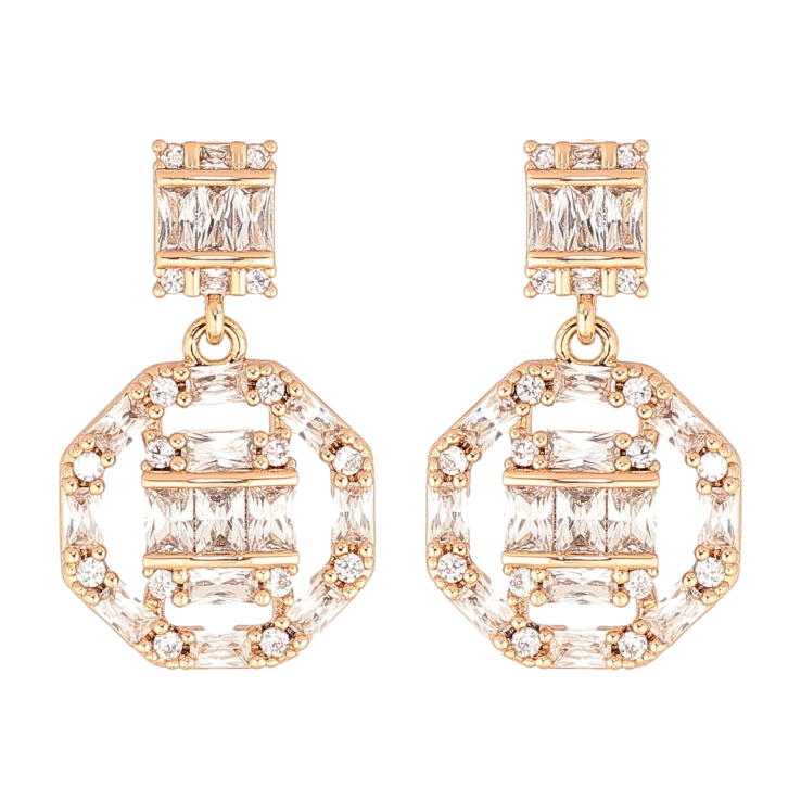 Сережки Xuping Позолота 18K пусети «Кришталеві підвіски» фото №22