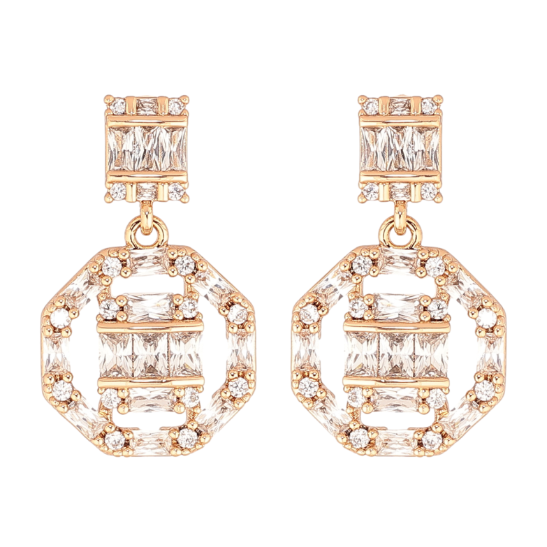 Серьги Xuping Позолота 18K пусеты Кристальные подвески фото №1