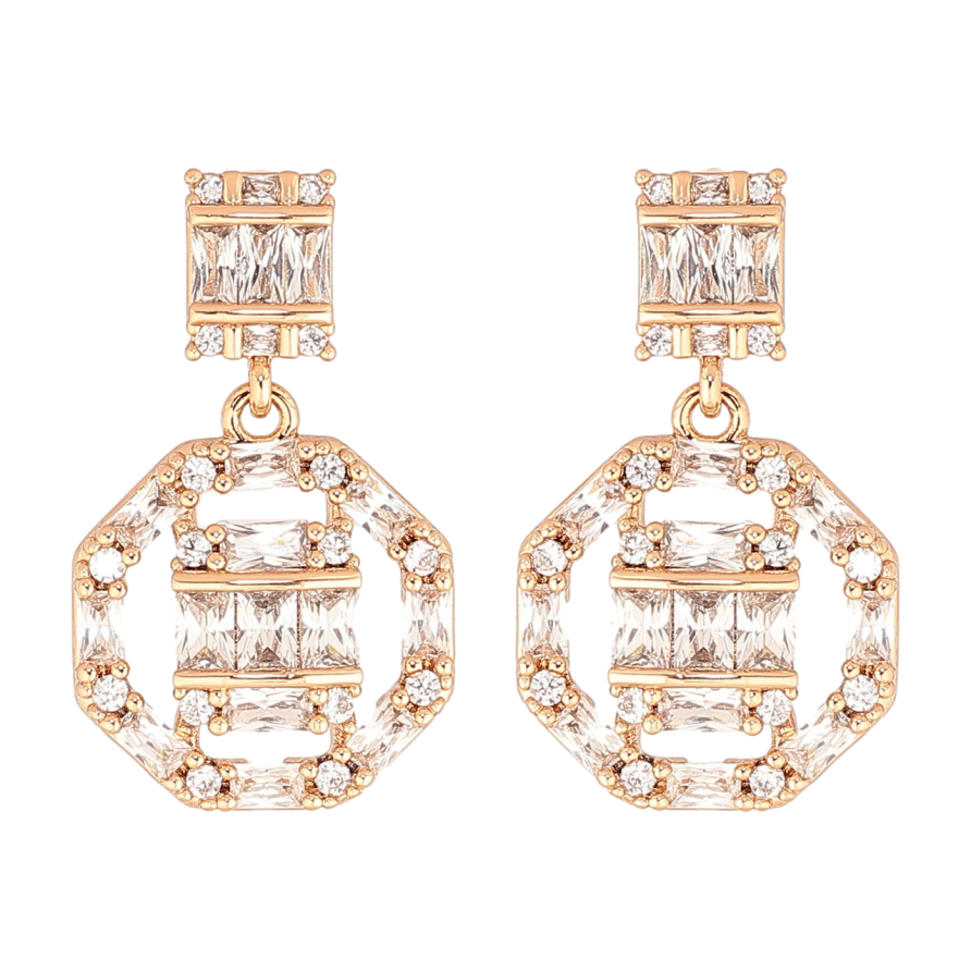 Сережки Xuping Позолота 18K пусети «Кришталеві підвіски» фото №1