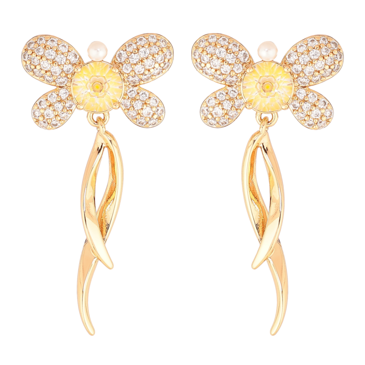 Сережки Xuping Позолота 18K пусети «Декоративні метелики з інкрустацією кристалами» фото №9