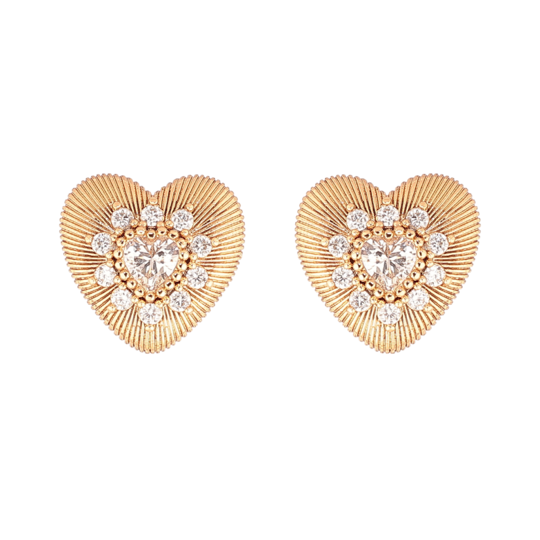Серьги Xuping Позолота 18K пусеты Сердечки с кристаллами фото №1