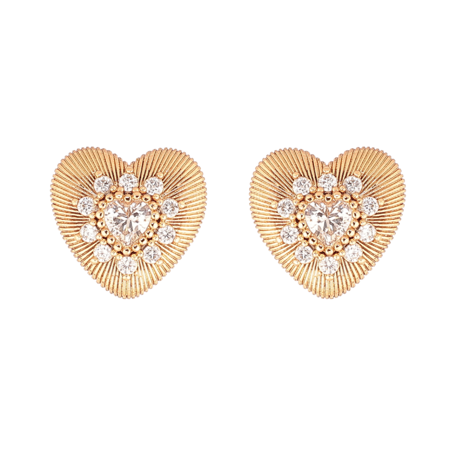 Сережки Xuping Позолота 18K пусети «Сердечка з кристалами» фото №1