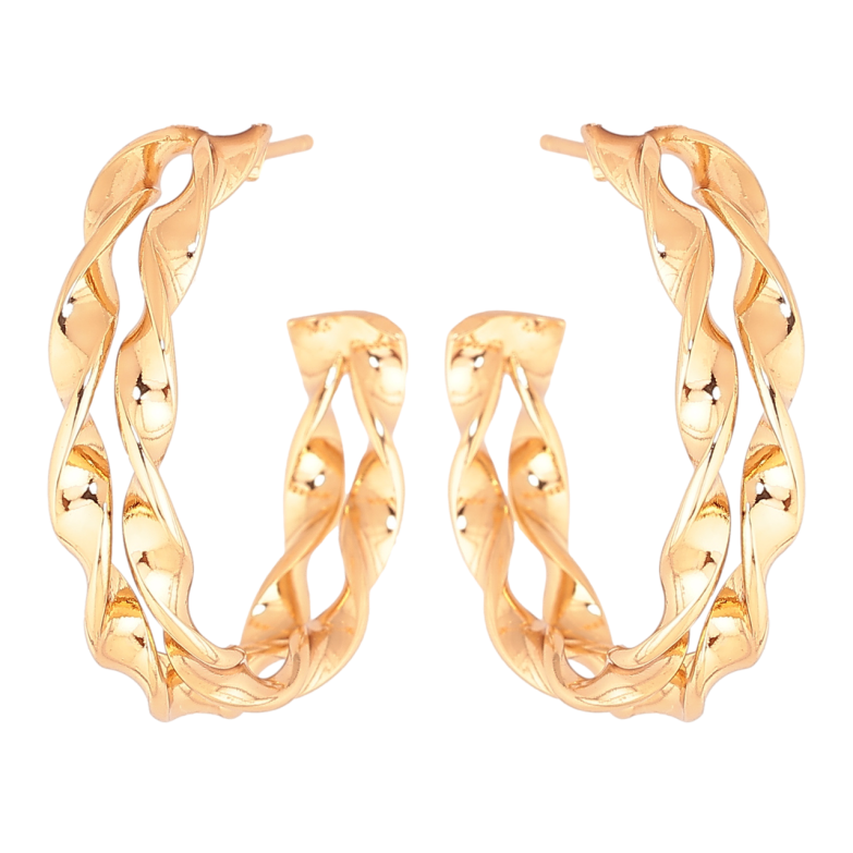 Серьги Xuping Позолота 18K пусеты Двойные дуги фото №1