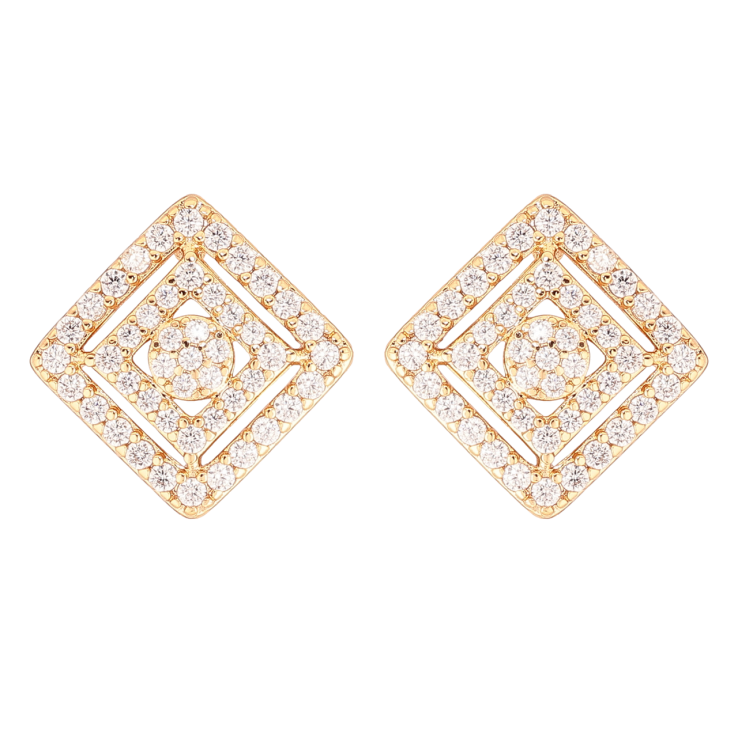 Сережки Xuping Позолота 18K пусети «Ромби з інкрустацією кристалами» фото №16